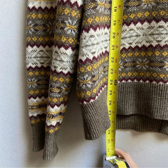 Le 31 Par Simons Visions Lambswool jacquard zip up knit sweater cardigan Sz L - Picture 10 of 10